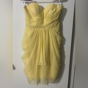 DaVinci Strapless Chiffon Bridesmaid Dress Butter Yellow Size 10 NWT